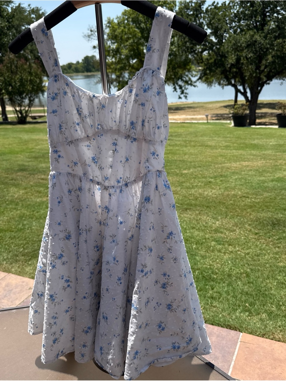 Altar’d State blue cream white Floral Cotton Dress  Back Size M medium